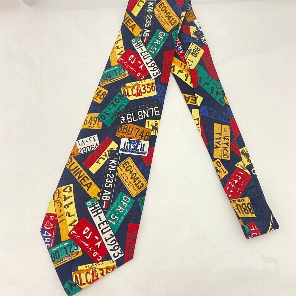 #5597 Soleil Mens License Plate Novelty Necktie, Tie 55X4